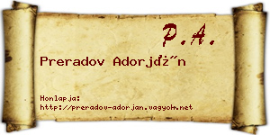 Preradov Adorján névjegykártya